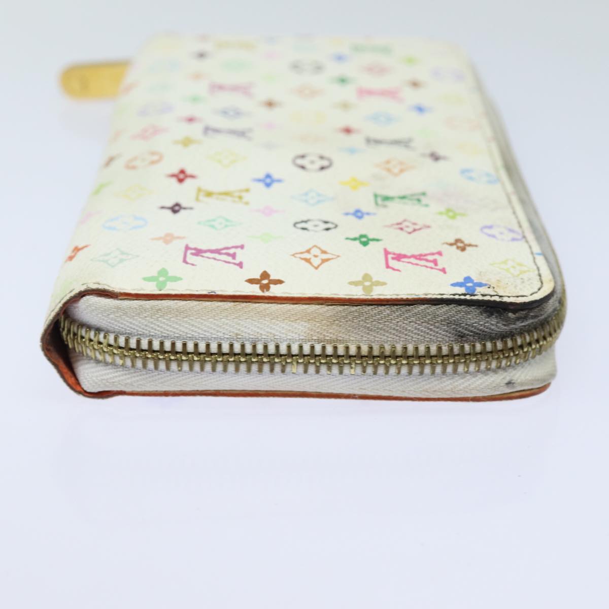 LOUIS VUITTON Monogram Multicolor Zippy Wallet White M60241 LV Auth 78954