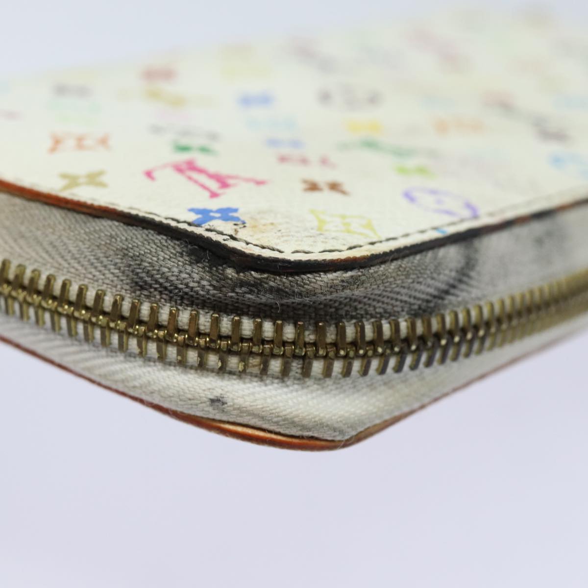 LOUIS VUITTON Monogram Multicolor Zippy Wallet White M60241 LV Auth 78954