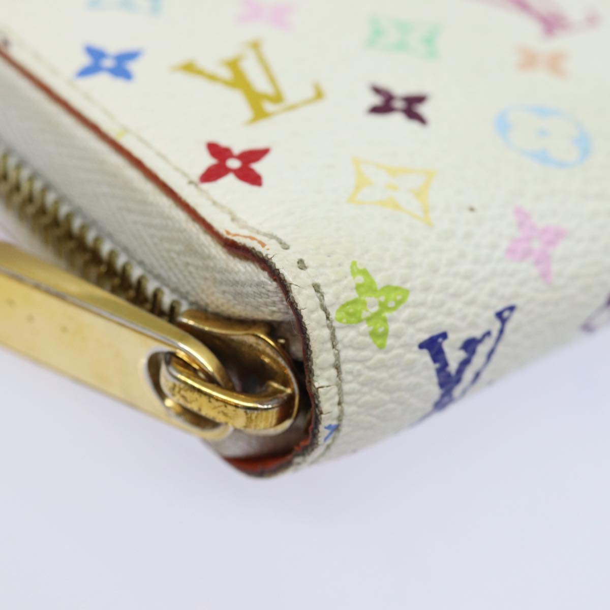 LOUIS VUITTON Monogram Multicolor Zippy Wallet White M60241 LV Auth 78954