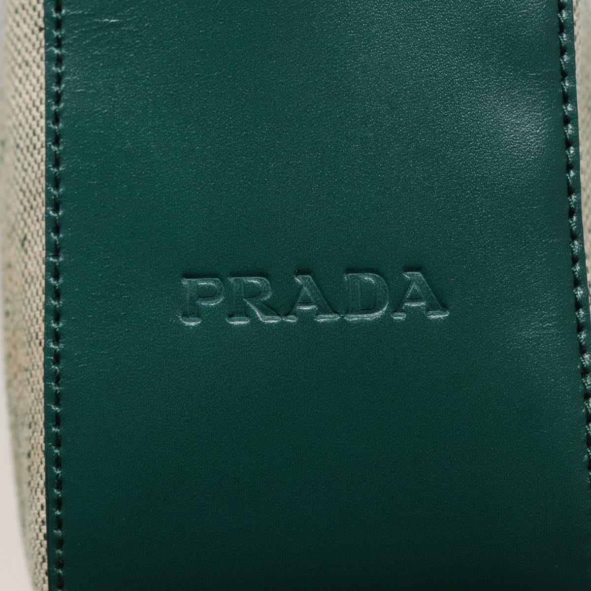 PRADA Shoulder Bag Canvas Leather Green Auth 78960