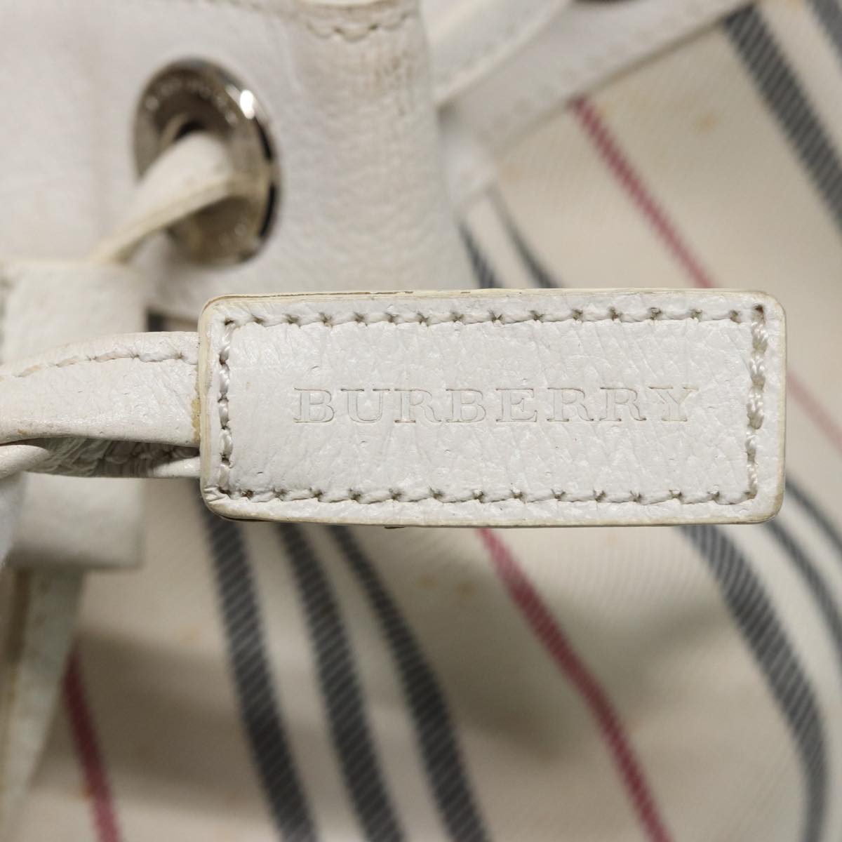 BURBERRY Shoulder Bag Canvas Leather White Auth 78965