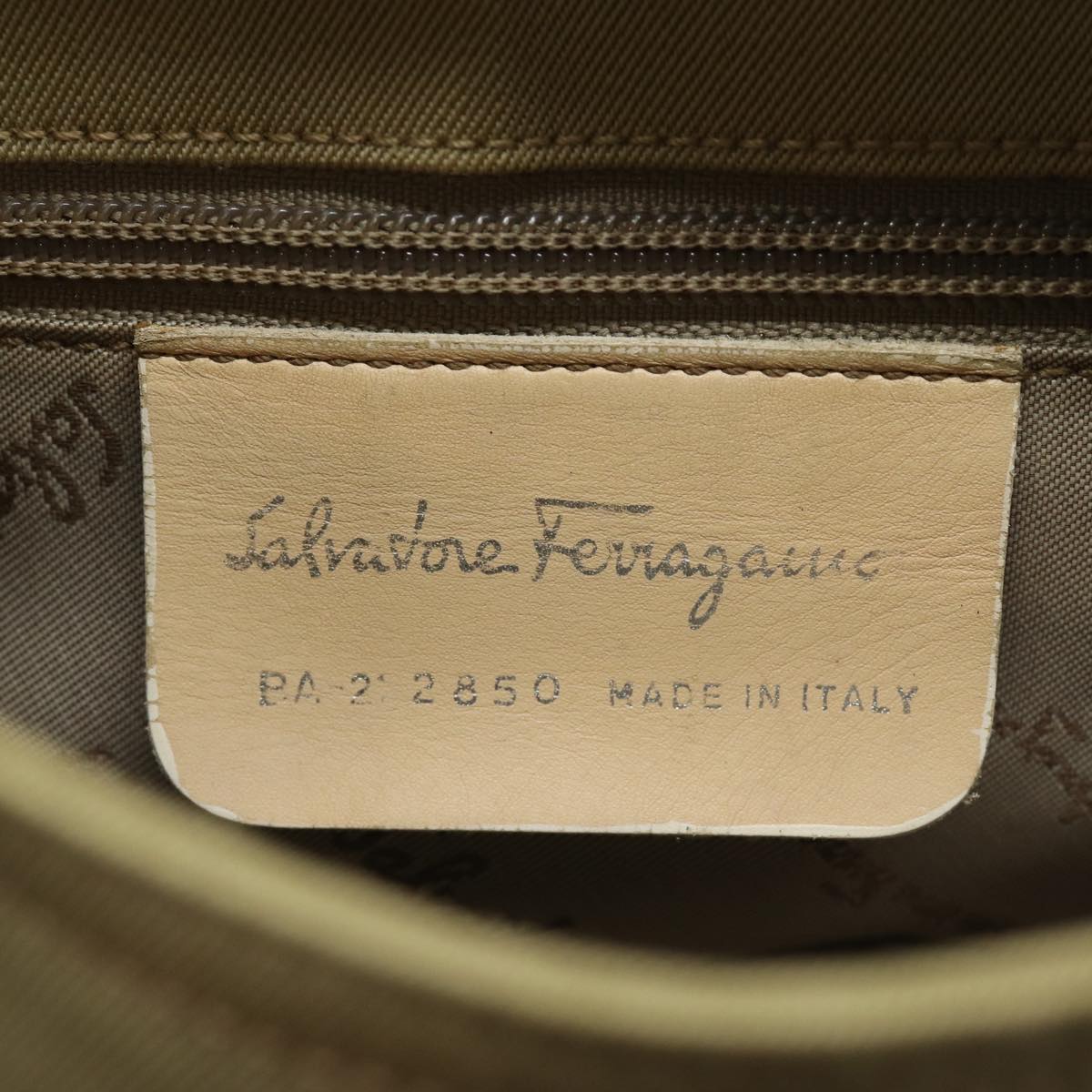 Salvatore Ferragamo Gancini Shoulder Bag Canvas Beige Auth 78966