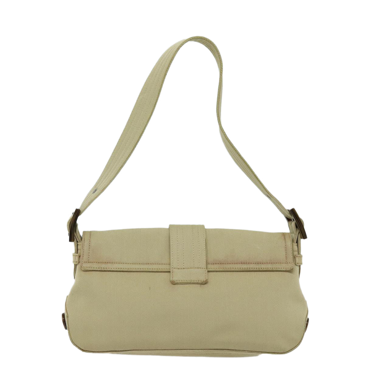 Salvatore Ferragamo Gancini Shoulder Bag Canvas Beige Auth 78966