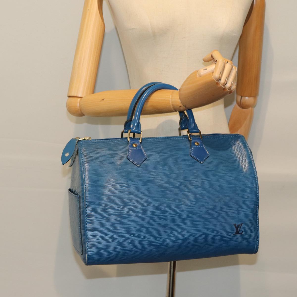 LOUIS VUITTON Epi Speedy 30 Hand Bag Toledo Blue M43005 LV Auth 78986