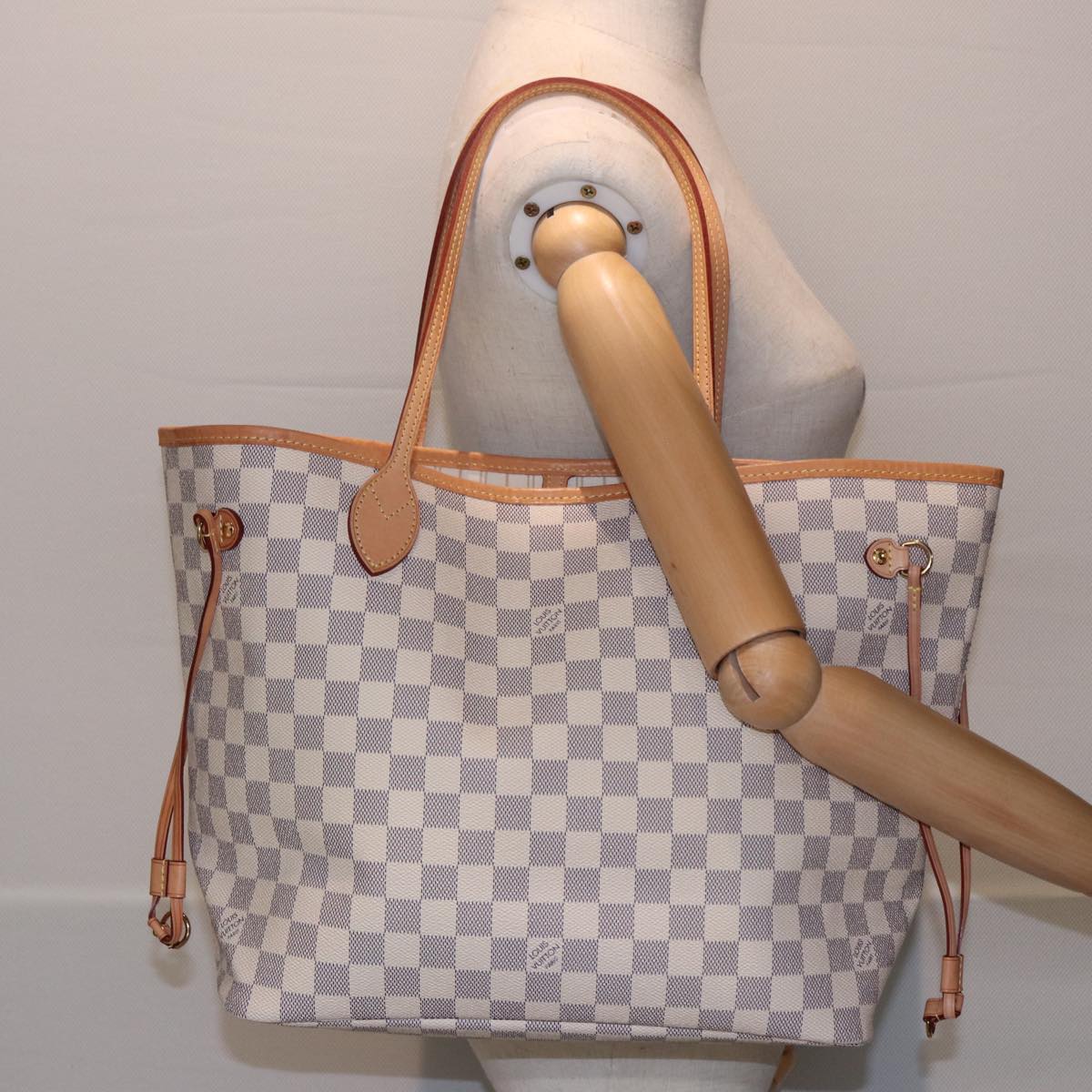 LOUIS VUITTON Damier Azur Neverfull MM Tote Bag N41605 LV Auth 78990A