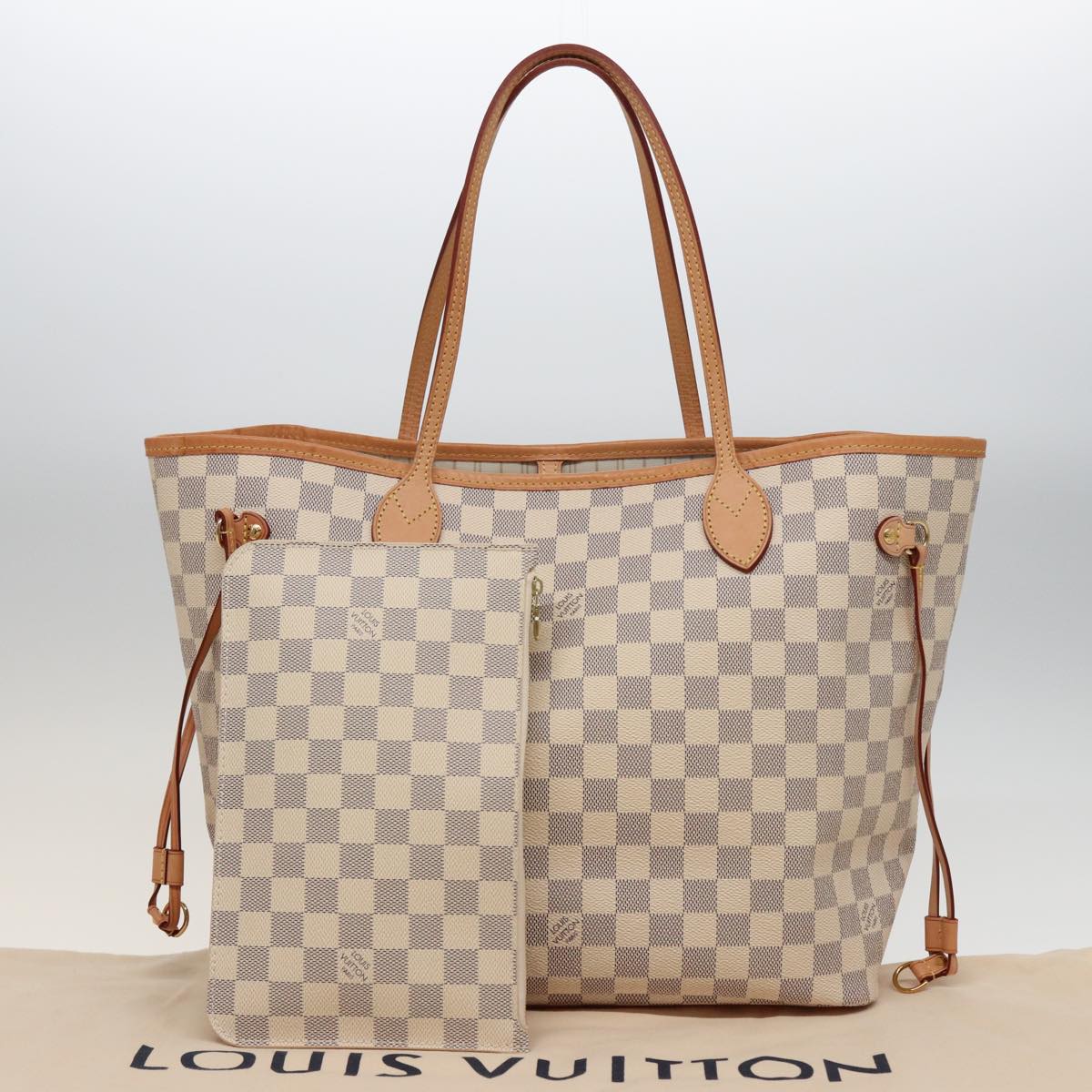 LOUIS VUITTON Damier Azur Neverfull MM Tote Bag N41605 LV Auth 78990A