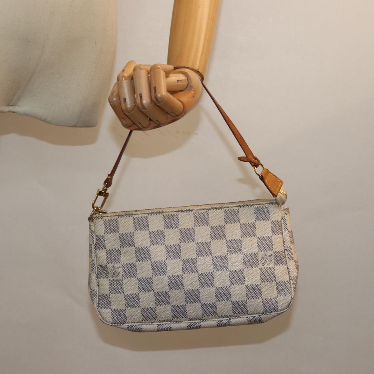 LOUIS VUITTON Damier Azur Pochette Accessoires Pouch N51986 LV Auth 79021