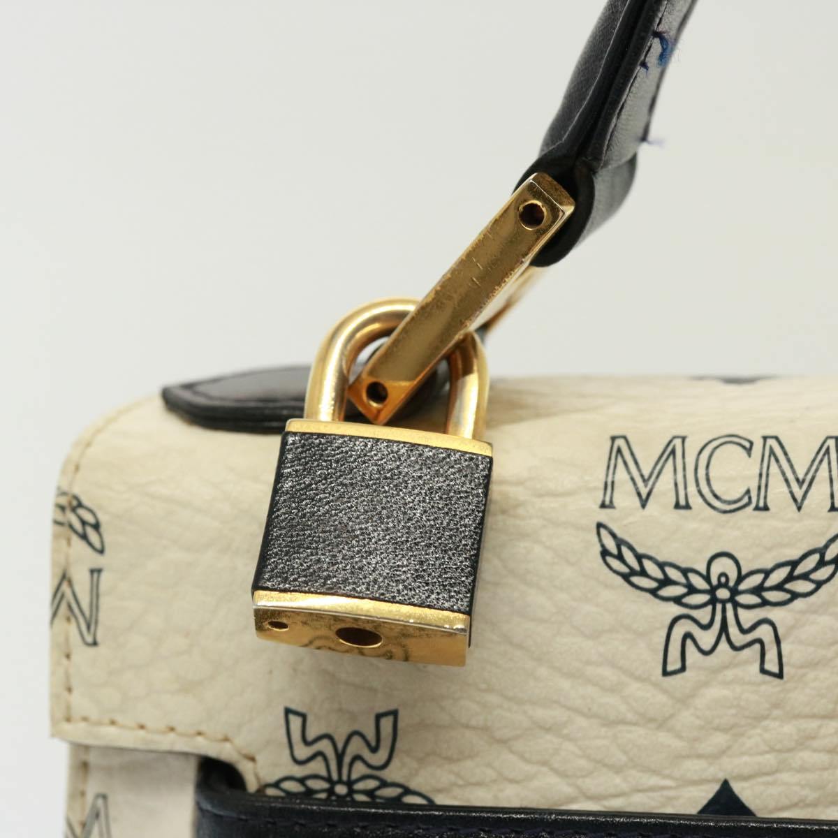 MCM Vicetos Logogram Hand Bag PVC White Auth 79097