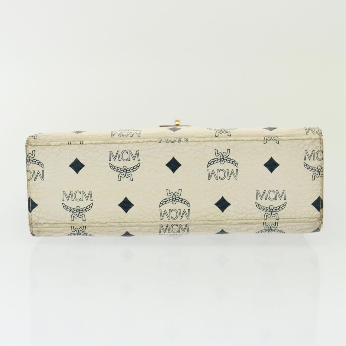 MCM Vicetos Logogram Hand Bag PVC White Auth 79097