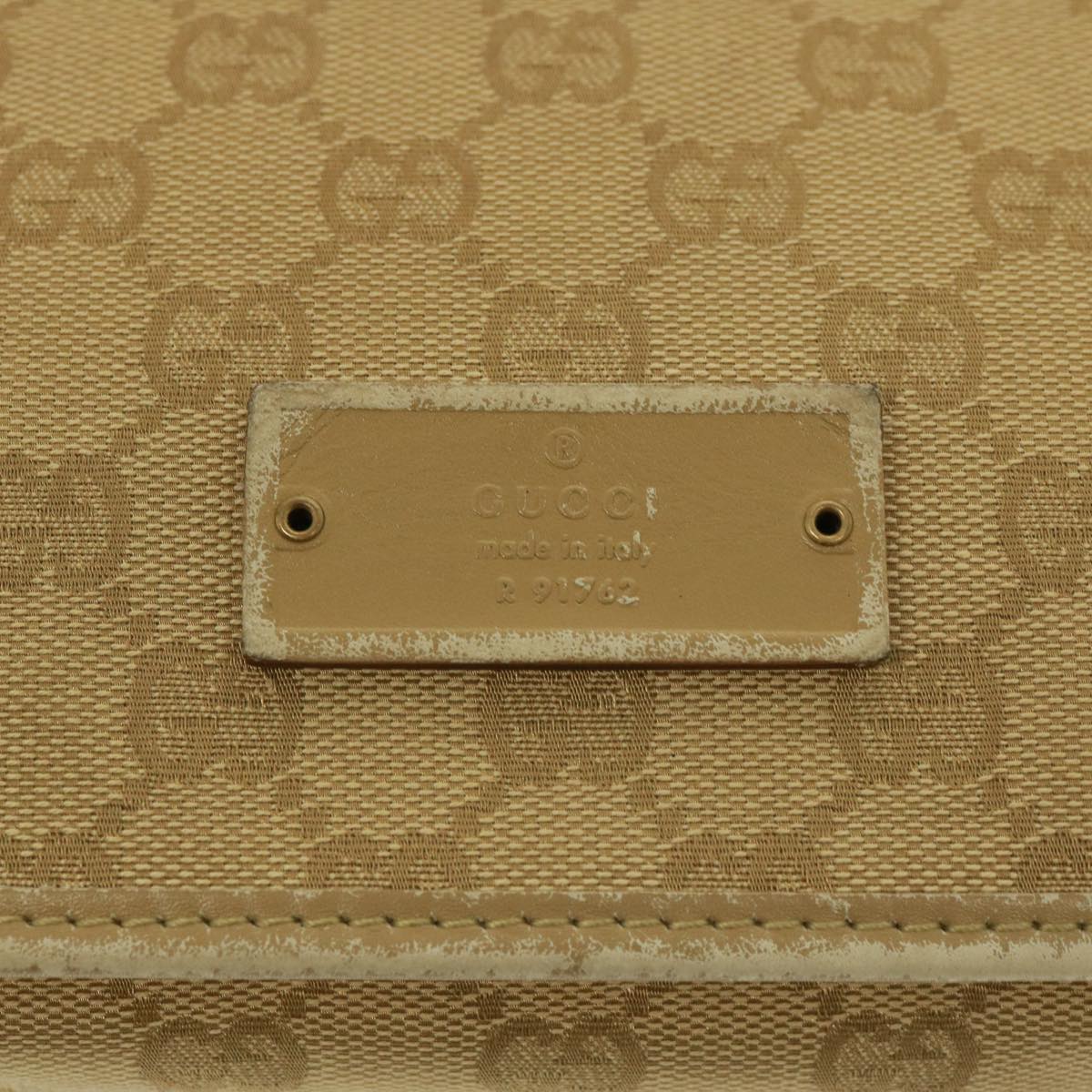 GUCCI GG Canvas Shoulder Bag Beige 91762 Auth 79100