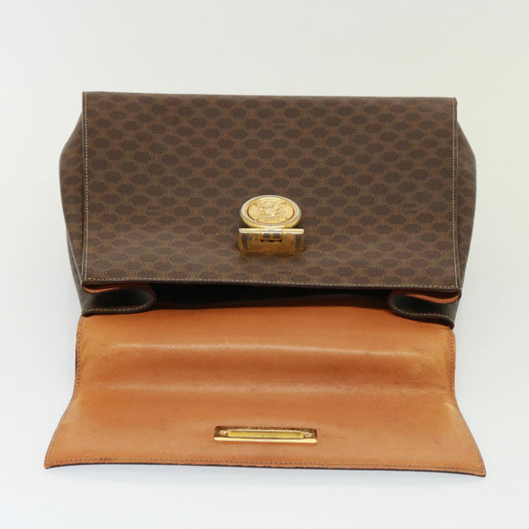 CELINE Macadam Canvas Handtasche PVC Braun Auth 79102