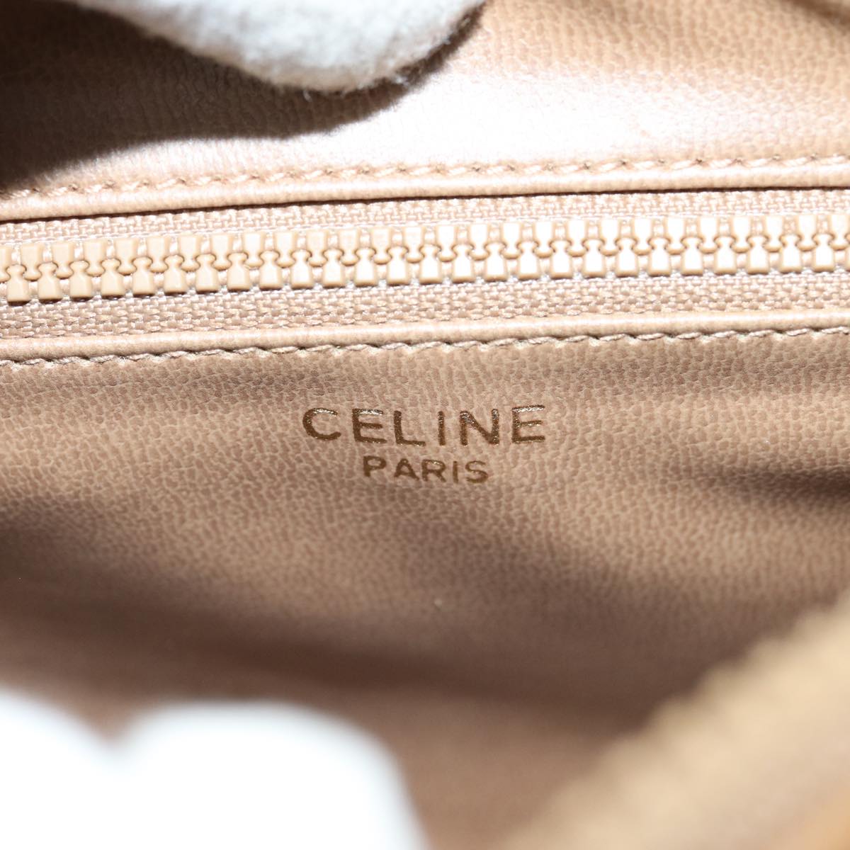 CELINE Macadam Canvas Shoulder Bag Beige Auth 79104