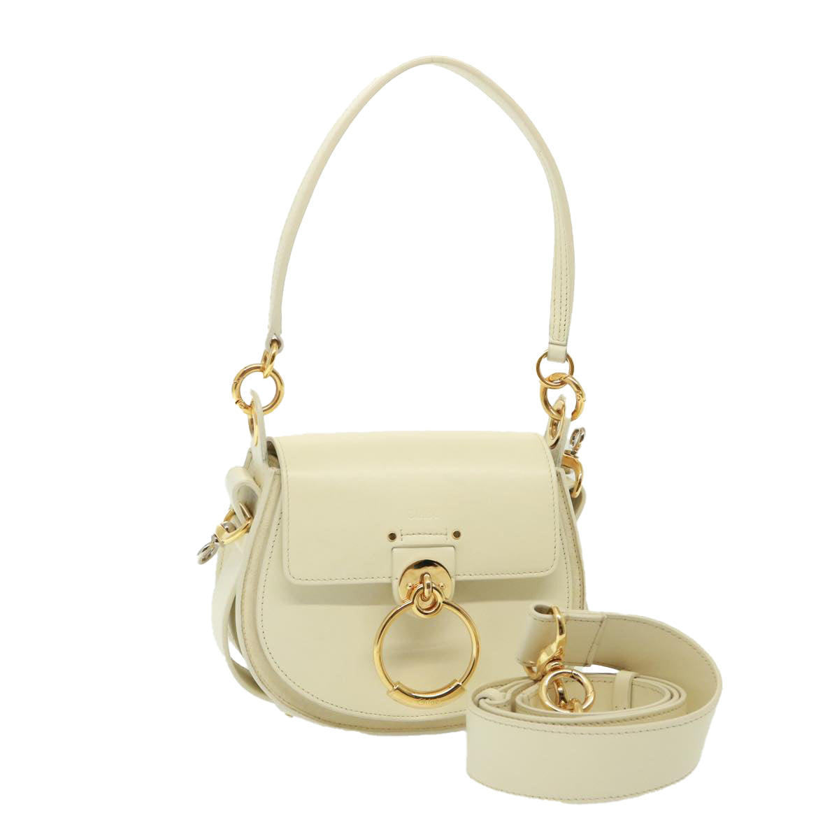 Chloe Tess Shoulder Bag Leather 2way White Auth 79105