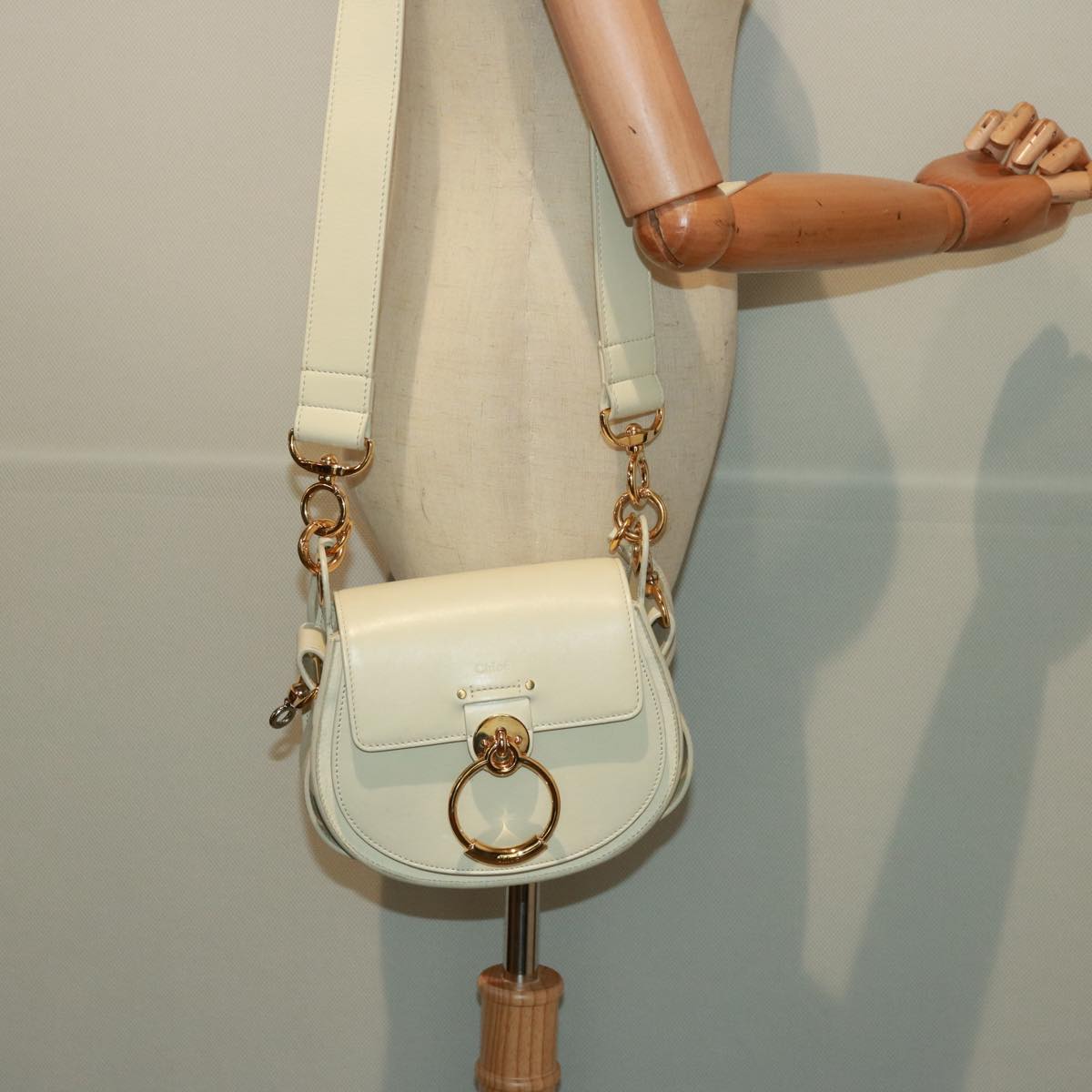 Chloe Tess Shoulder Bag Leather 2way White Auth 79105