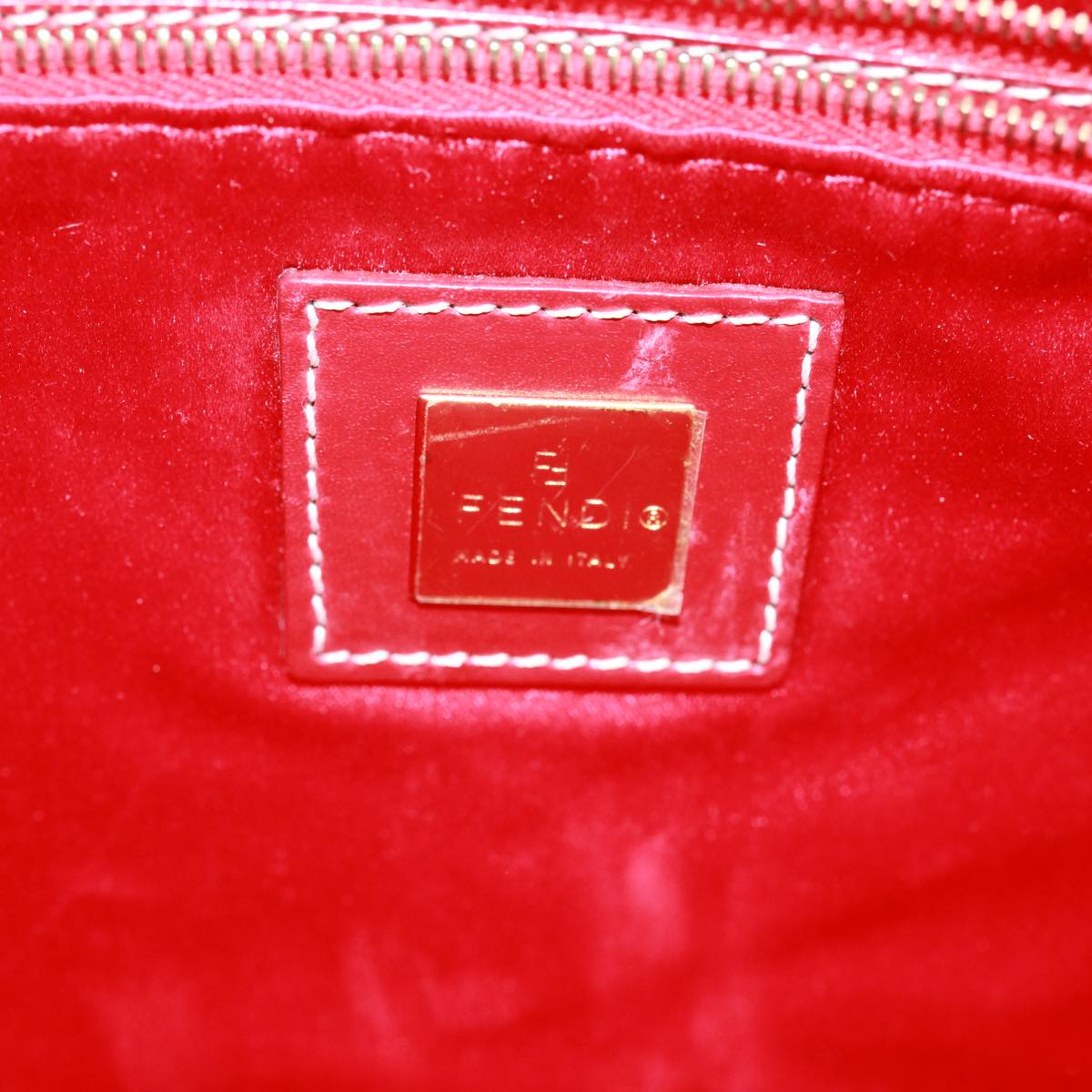 FENDI Zucchino Canvas Hand Bag Red Auth 79113