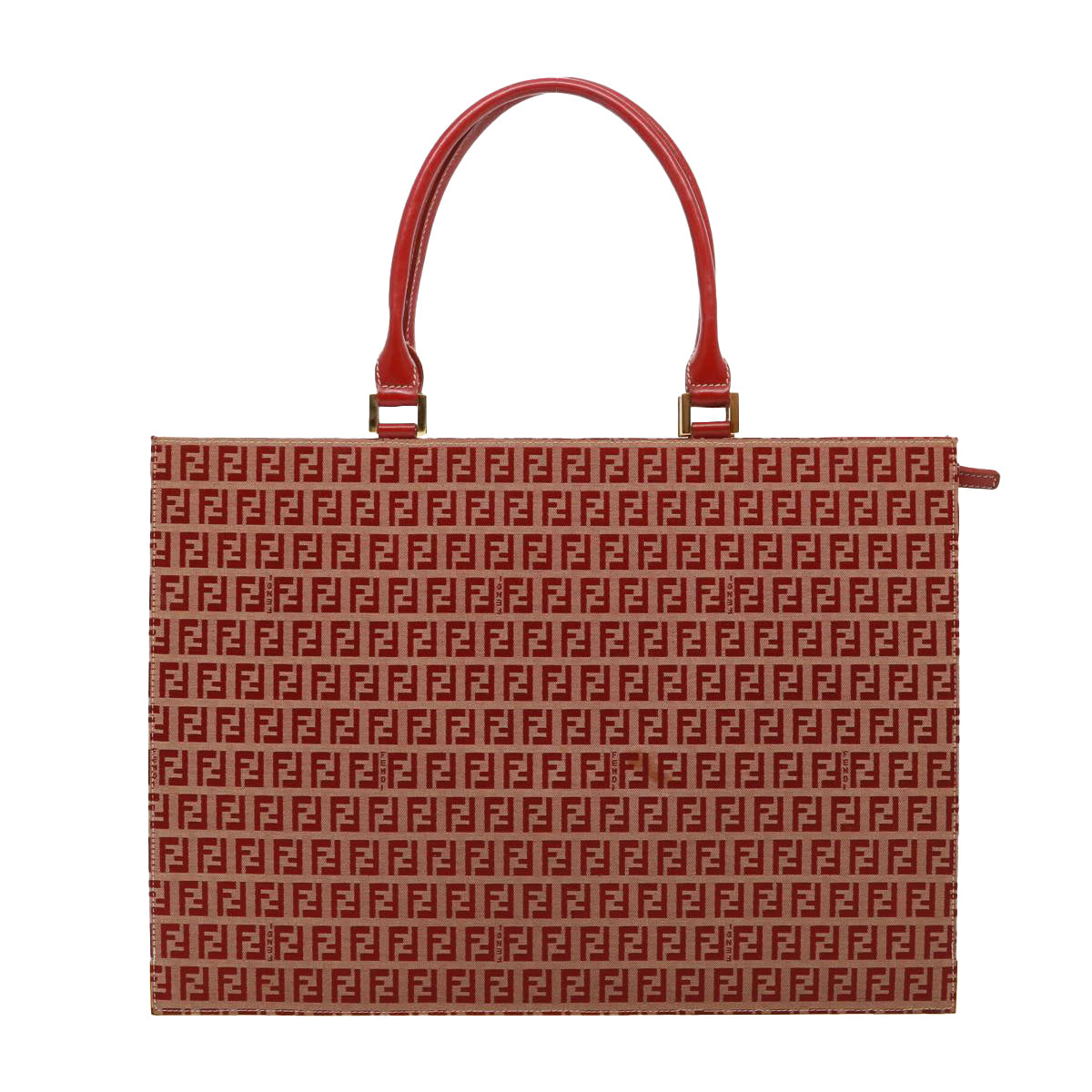 FENDI Zucchino Canvas Hand Bag Red Auth 79113