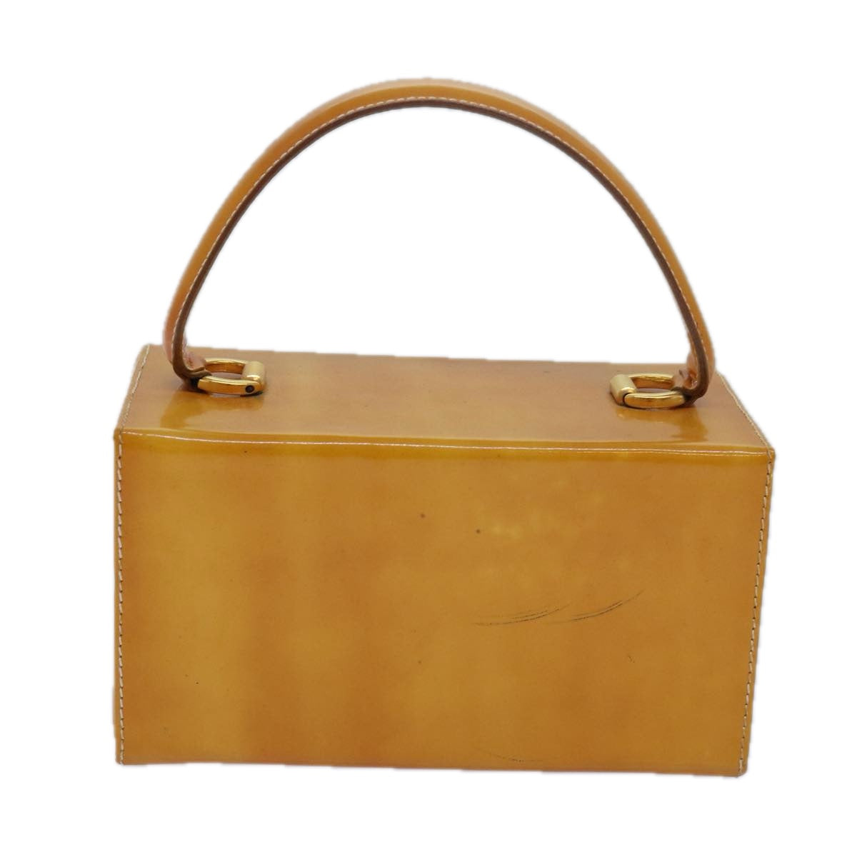 Salvatore Ferragamo Gancini Hand Bag Enamel Yellow Auth 79133 - 0