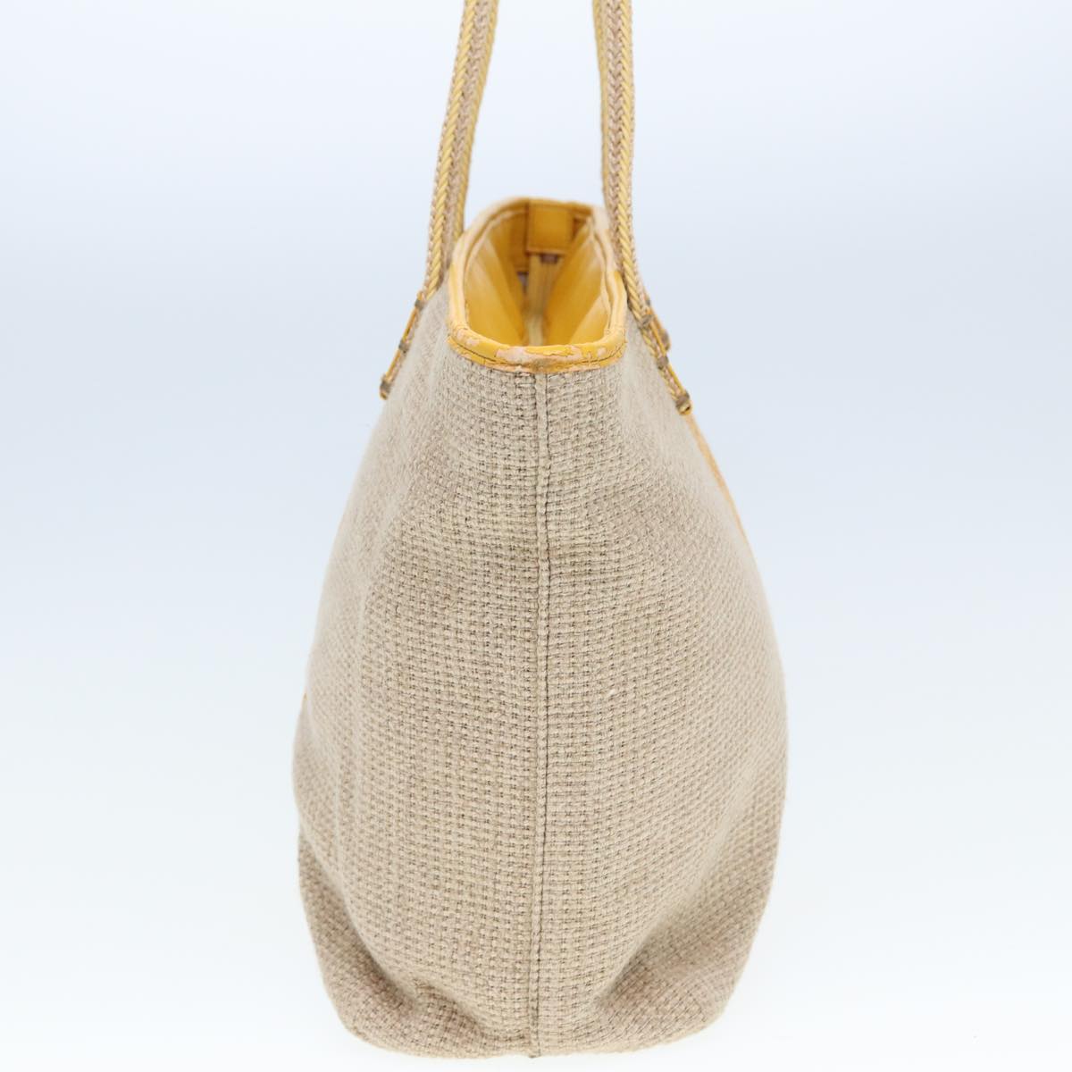 FENDI Hand Bag Raffia Beige Yellow Auth 79135