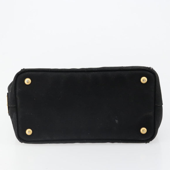 PRADA Canapa PM Hand Bag Canvas 2way Black Auth 79141