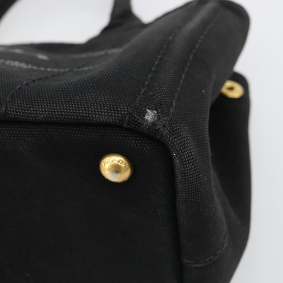 PRADA Canapa PM Hand Bag Canvas 2way Black Auth 79141