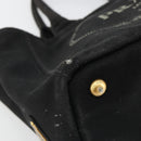 PRADA Canapa PM Hand Bag Canvas 2way Black Auth 79141-15