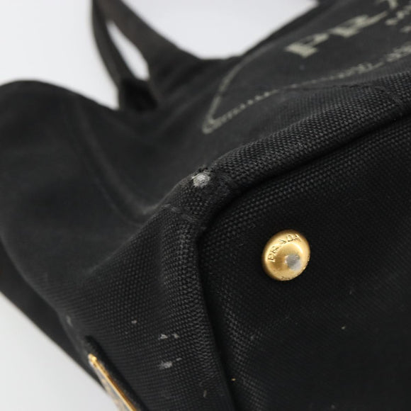 PRADA Canapa PM Hand Bag Canvas 2way Black Auth 79141