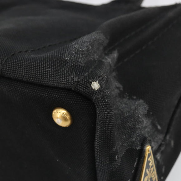 PRADA Canapa PM Hand Bag Canvas 2way Black Auth 79141