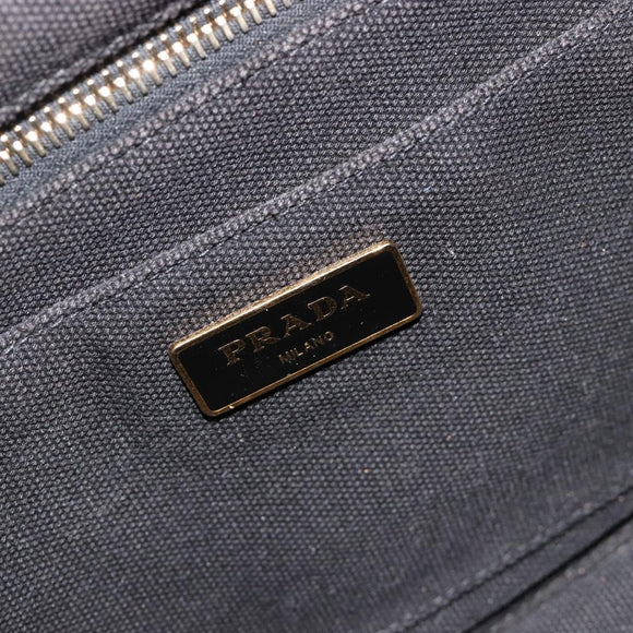 PRADA Canapa PM Hand Bag Canvas 2way Black Auth 79141