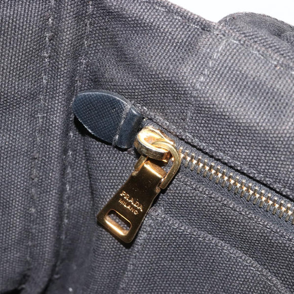 PRADA Canapa PM Hand Bag Canvas 2way Black Auth 79141