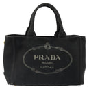 PRADA Canapa PM Hand Bag Canvas 2way Black Auth 79141-13
