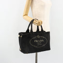 PRADA Canapa PM Hand Bag Canvas 2way Black Auth 79141-24