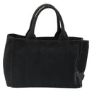 PRADA Canapa PM Hand Bag Canvas 2way Black Auth 79141-2