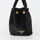 PRADA Canapa PM Hand Bag Canvas 2way Black Auth 79141-4