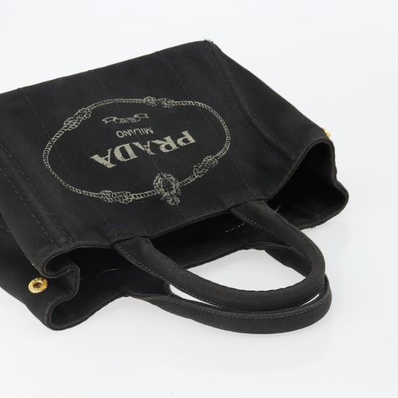 PRADA Canapa PM Hand Bag Canvas 2way Black Auth 79141