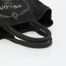 PRADA Canapa PM Hand Bag Canvas 2way Black Auth 79141-8