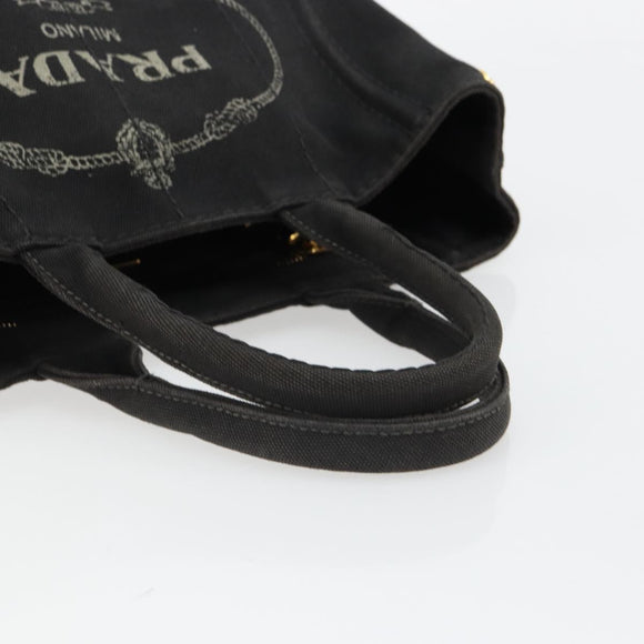 PRADA Canapa PM Hand Bag Canvas 2way Black Auth 79141