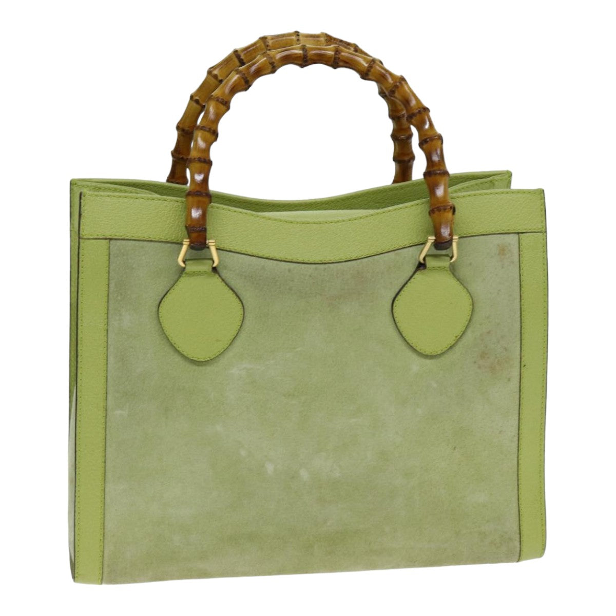 GUCCI Bamboo Hand Bag Suede Green 002 123 0260 Auth 79157