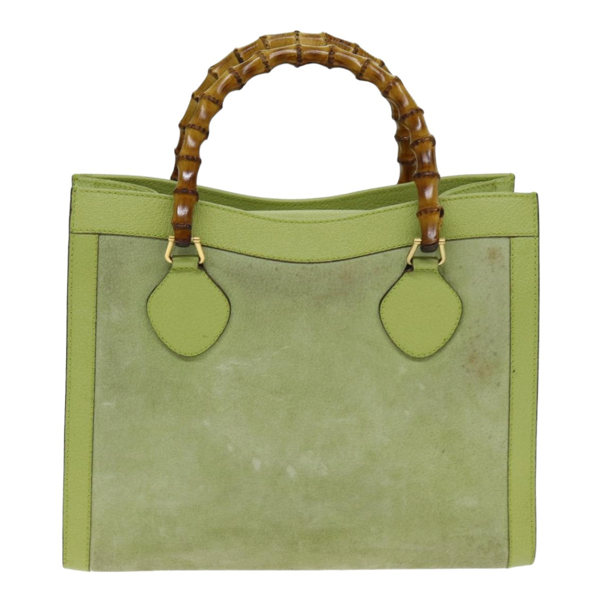 GUCCI Bamboo Hand Bag Suede Green 002 123 0260 Auth 79157