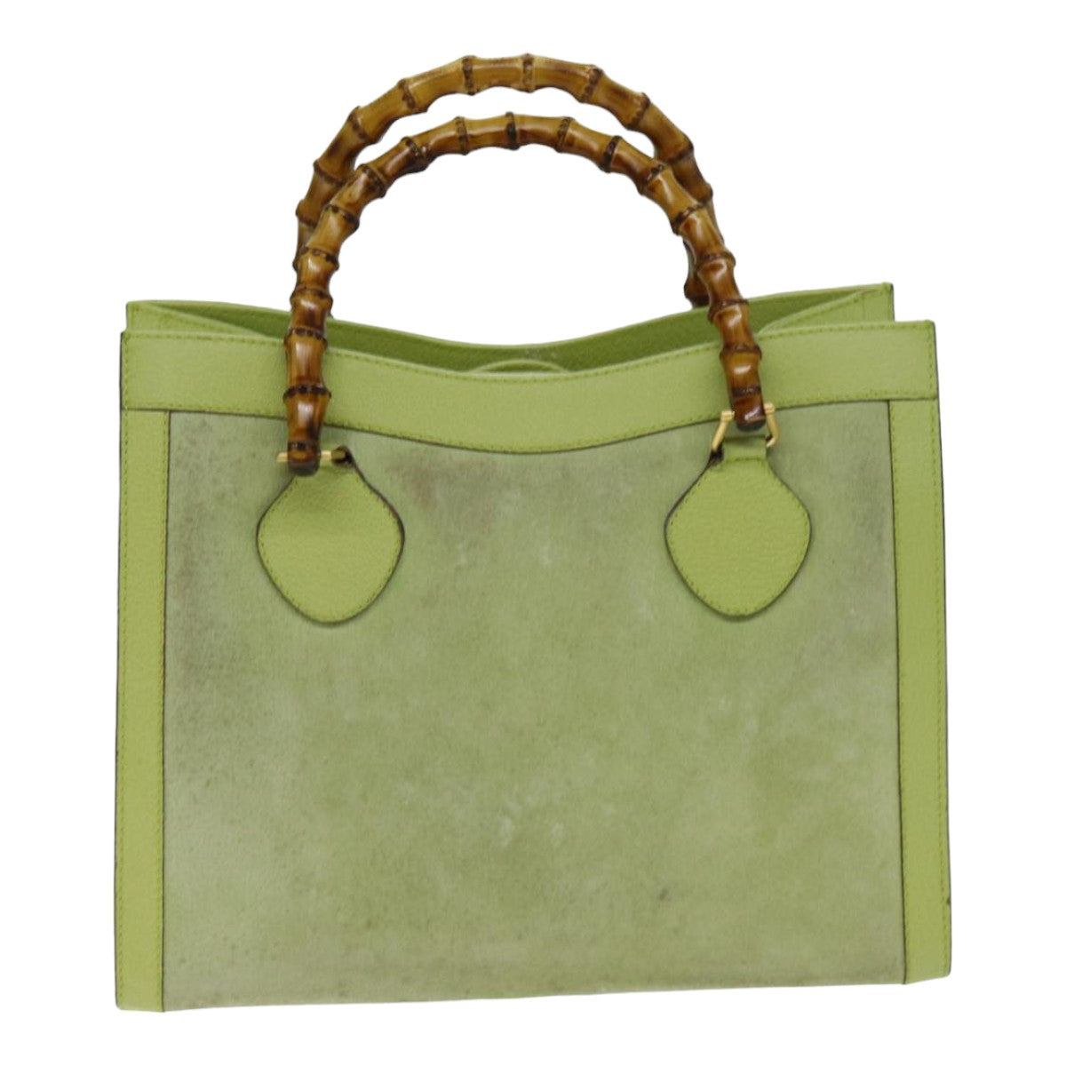 GUCCI Bamboo Hand Bag Suede Green 002 123 0260 Auth 79157