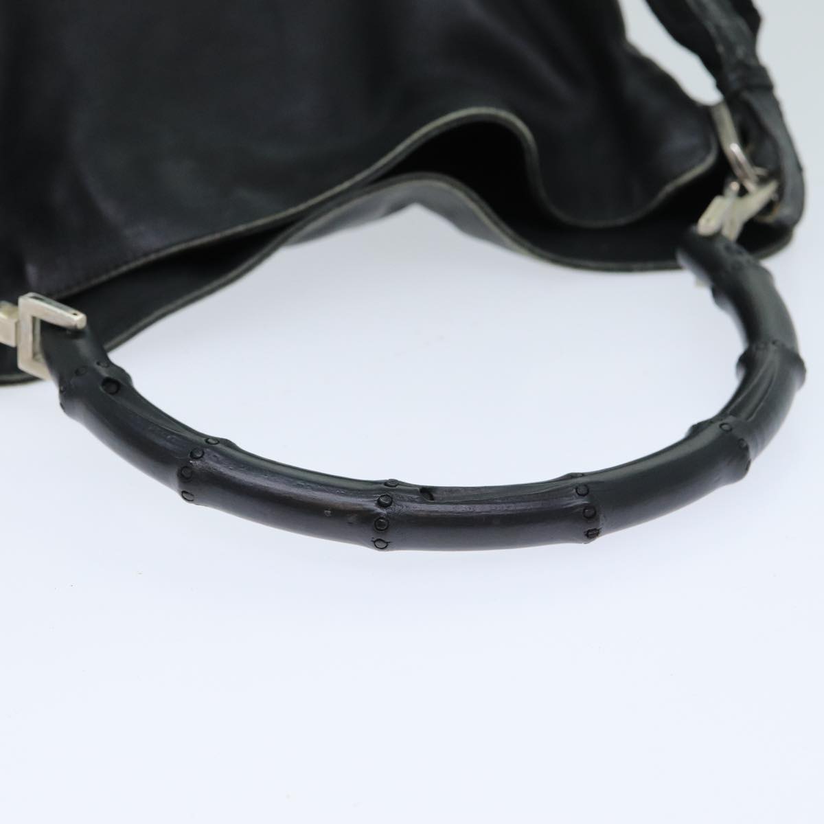 GUCCI Bamboo Hand Bag Leather Black 001 4058 Auth 79160