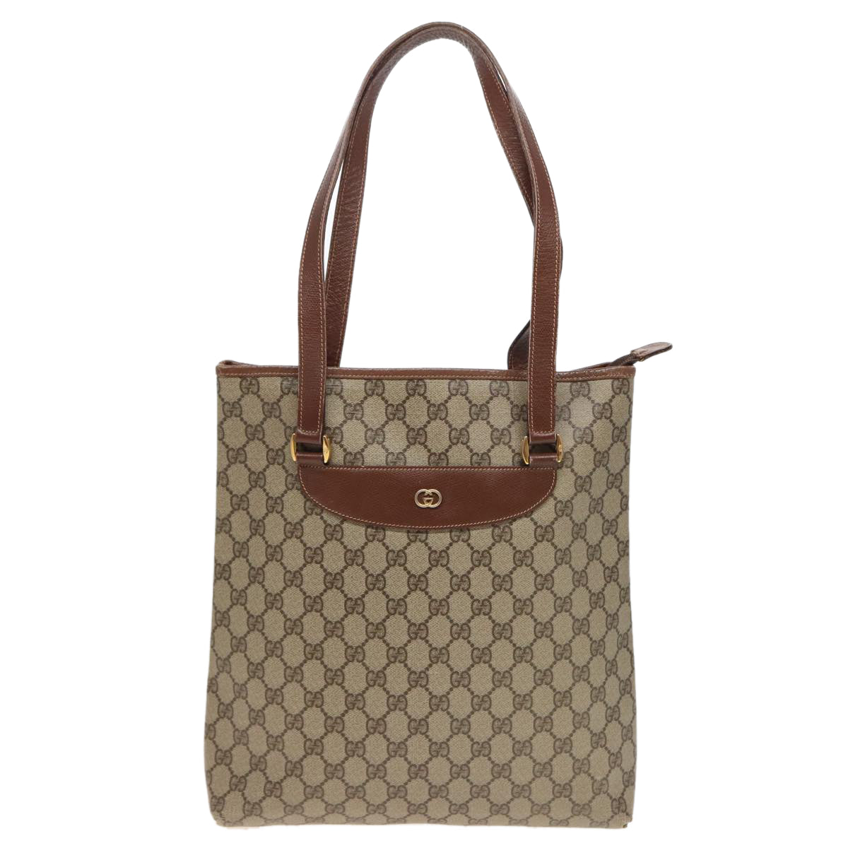 GUCCI GG Supreme Tote Bag PVC Leather Beige 002 123 6130 4021 Auth 79172