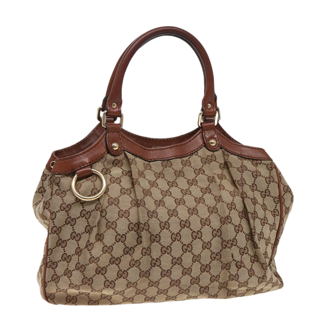 GUCCI GG Canvas Hand Bag Beige 211944 Auth 79175