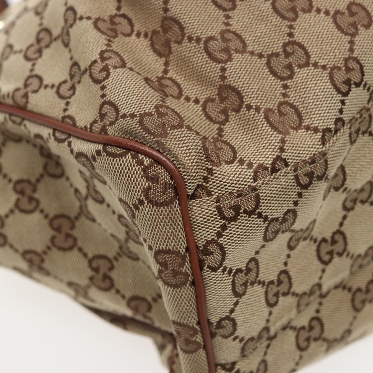 GUCCI GG Canvas Hand Bag Beige 211944 Auth 79175