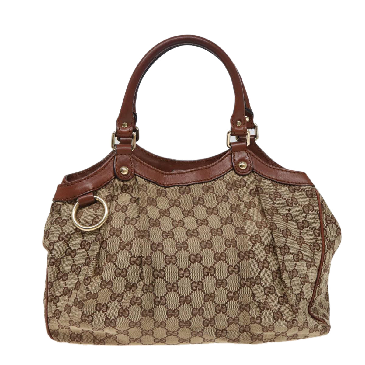 GUCCI GG Canvas Hand Bag Beige 211944 Auth 79175