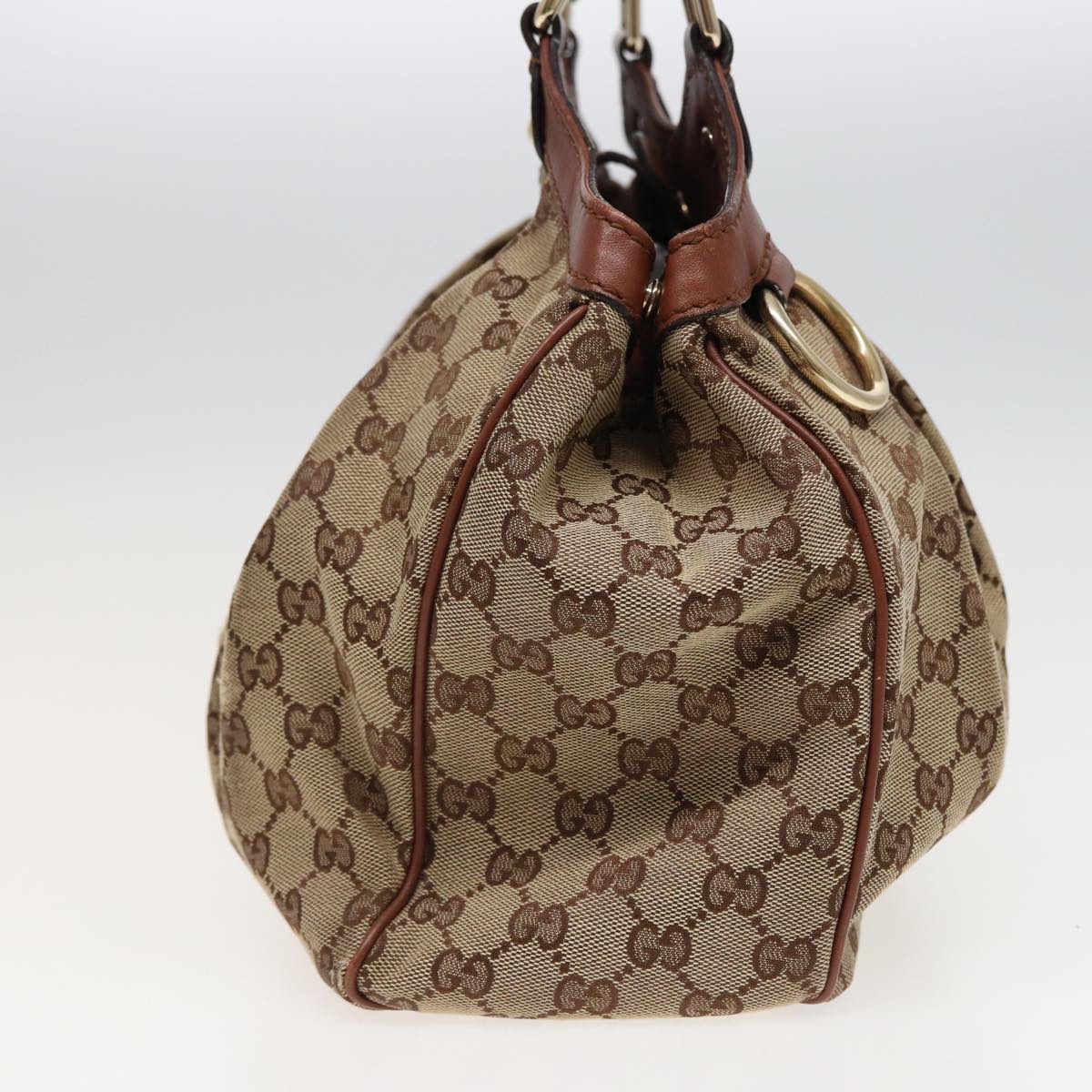 GUCCI GG Canvas Hand Bag Beige 211944 Auth 79175