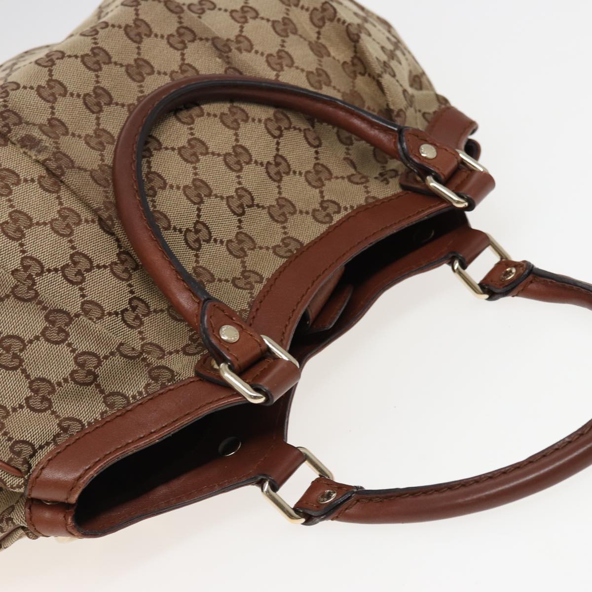 GUCCI GG Canvas Hand Bag Beige 211944 Auth 79175