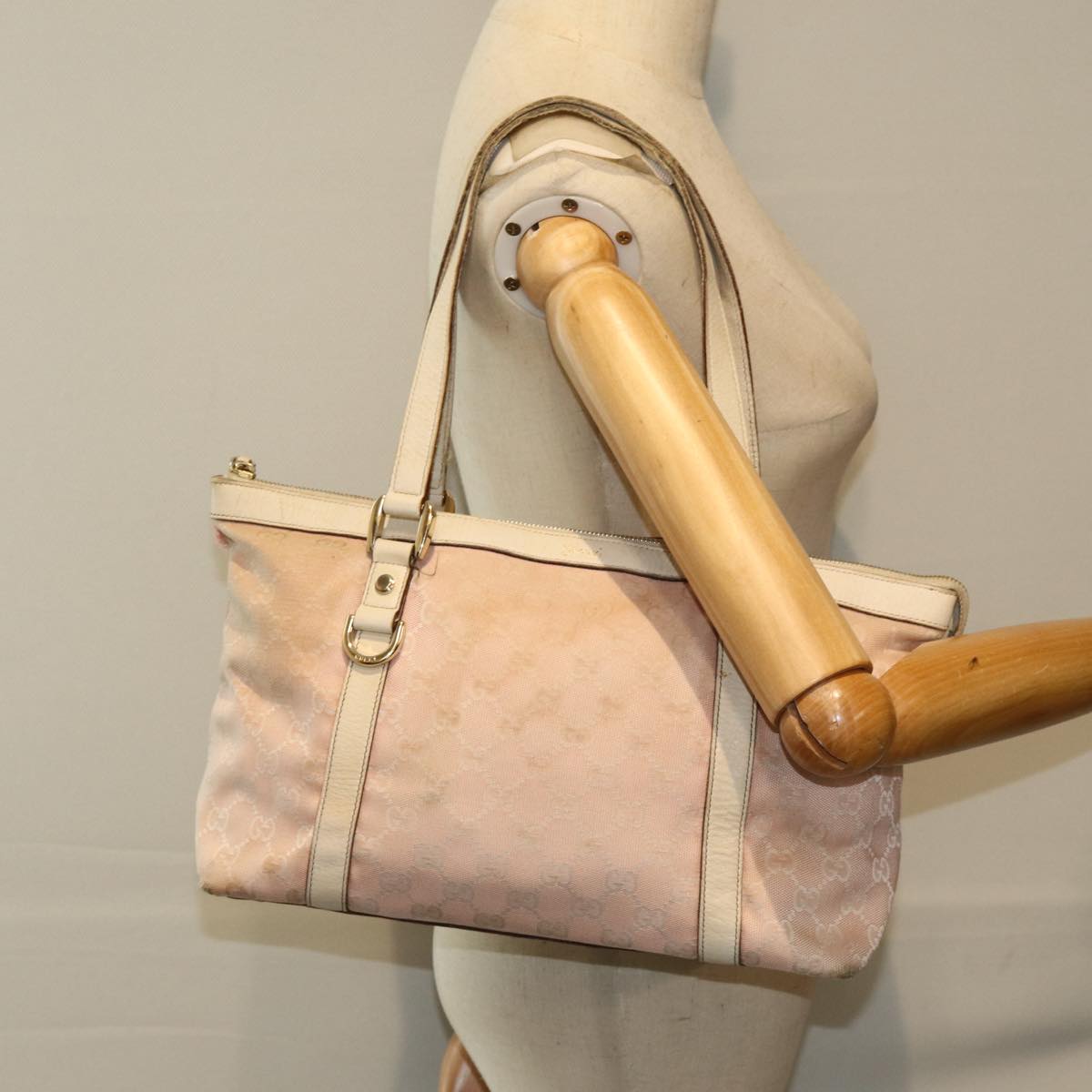 GUCCI GG Canvas Tote Bag Pink 141470 Auth 79177