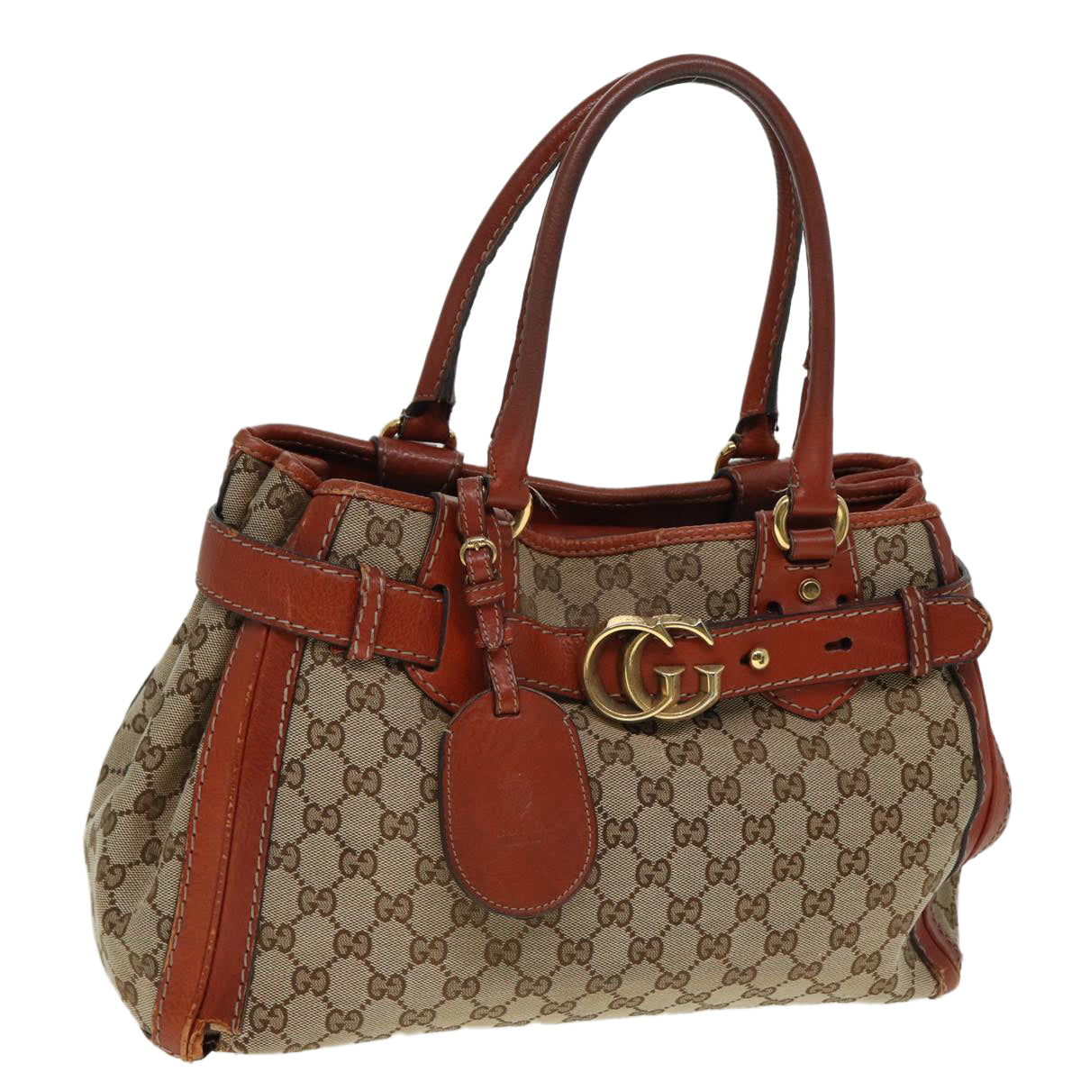 GUCCI GG Canvas Hand Bag Beige 247183 Auth 79179