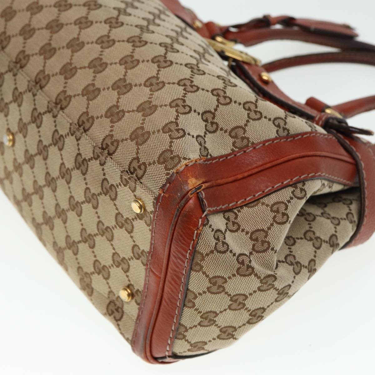 GUCCI GG Canvas Hand Bag Beige 247183 Auth 79179