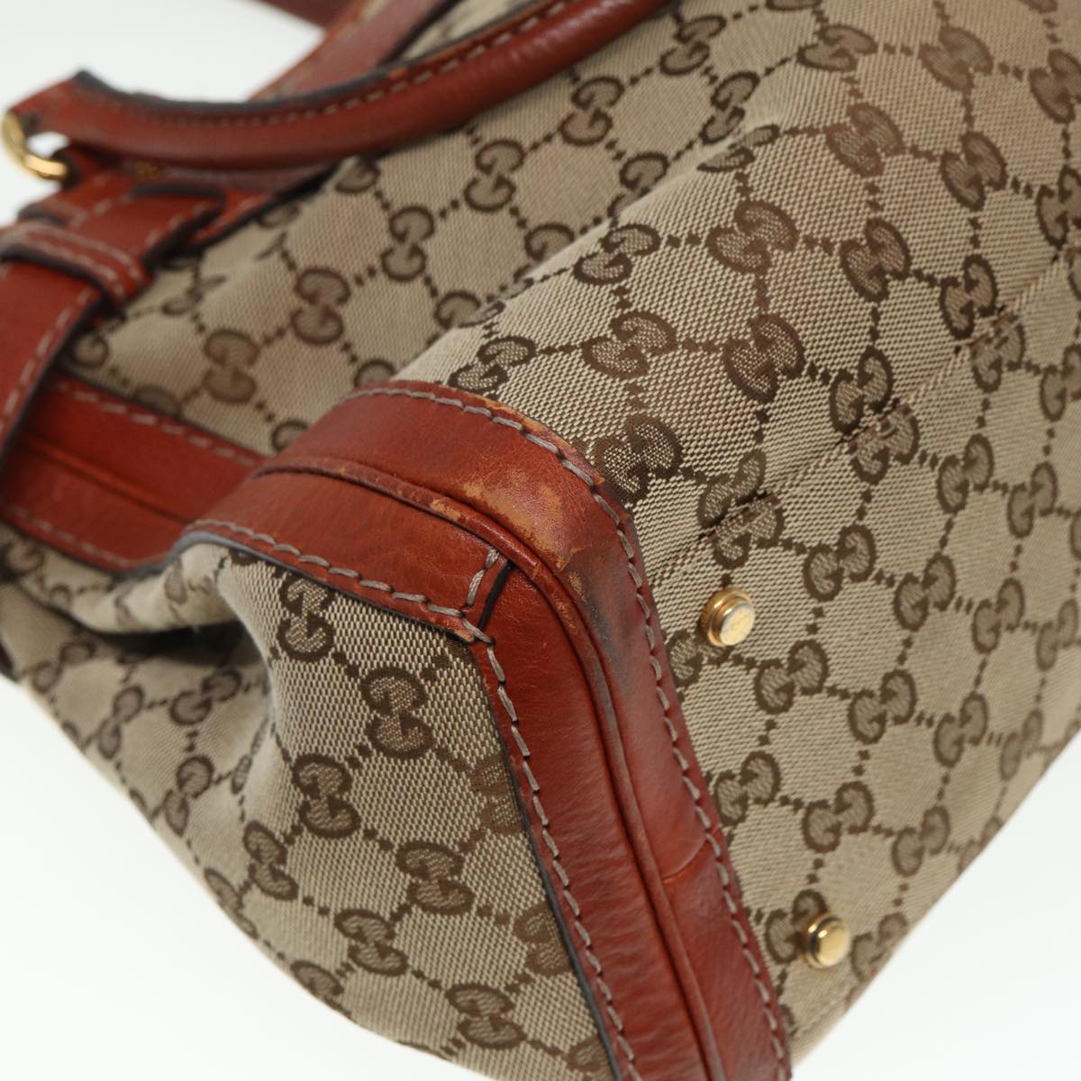 GUCCI GG Canvas Hand Bag Beige 247183 Auth 79179